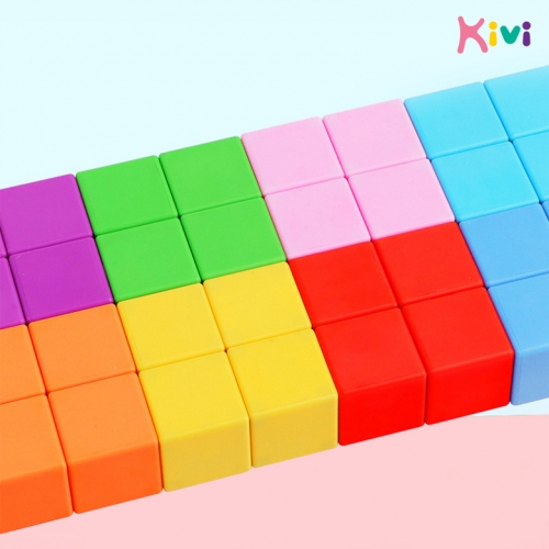 [키즈비전] 키비 네모 큐브 자석블럭 40mm 96p(보관함포함)