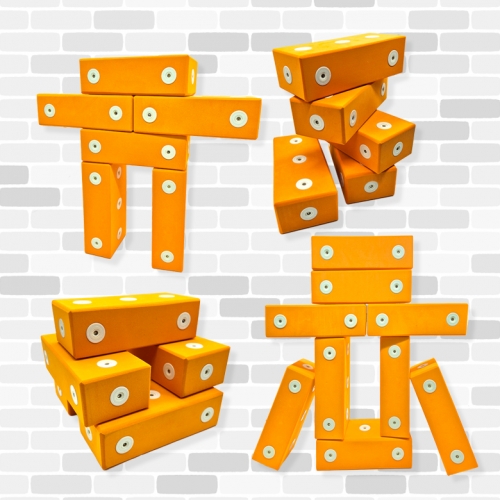 [키즈비전]소프트 오렌지 회전자석 벽돌블럭 25p