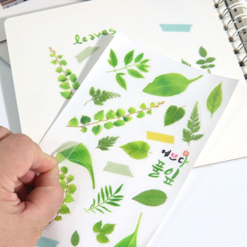 메이크문구 풀잎 투명스티커