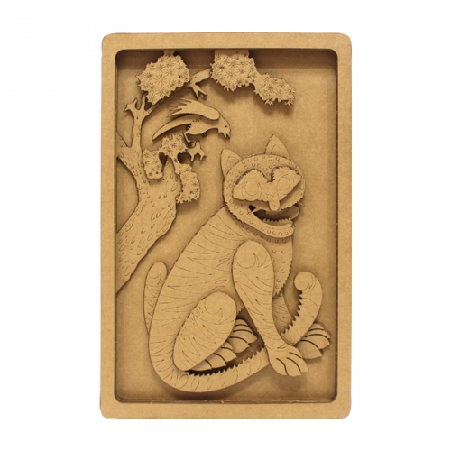 우든페이퍼 민화 입체 액자 까치와 호랑이