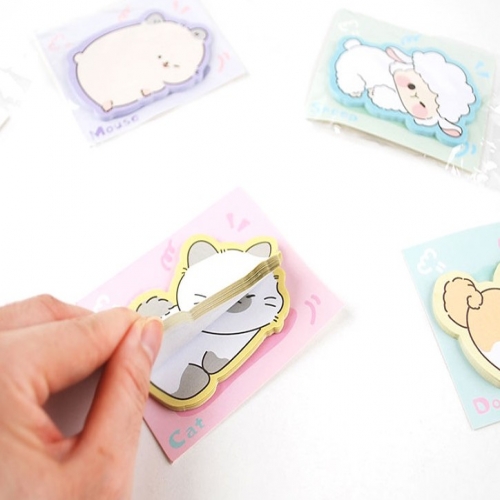 누운 애니멀 점착 메모지 16개 1세트