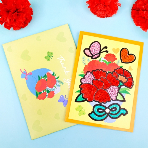 [오늘놀이] 반짝반짝 카네이션 포일아트 카드 만들기(어버이날/카드 봉투 포함/KC인증)