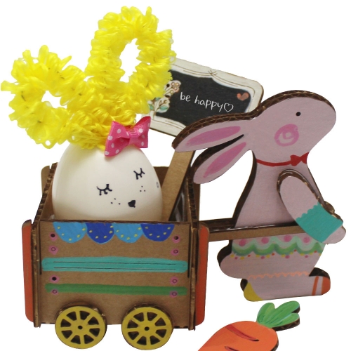 우든페이퍼 토끼 수레 계란 꾸미기