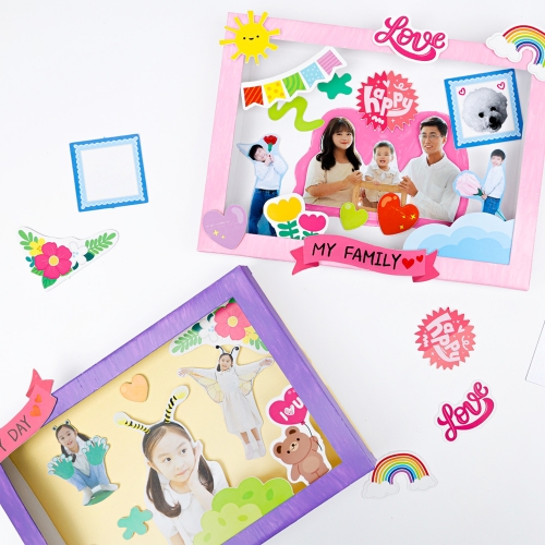 [오늘놀이] 팝업 종이 액자(나와 가족/꾸미기 도안/폼 양면 테이프/KC인증)