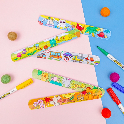 [오늘놀이] 그리기 요술팔찌(무지/주제별 스티커/컬러링 도안 8종 택1/KC인증)