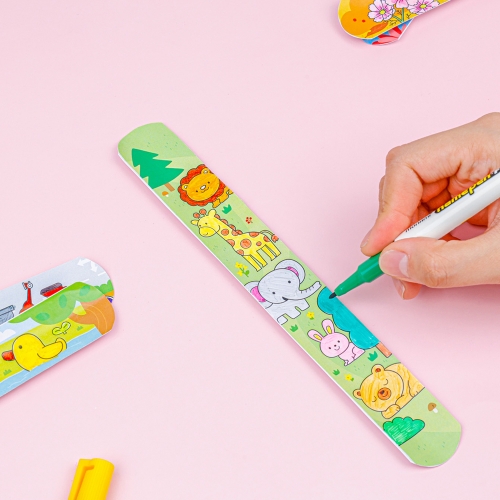 [오늘놀이] 그리기 요술팔찌(무지/주제별 스티커/컬러링 도안 8종 택1/KC인증)