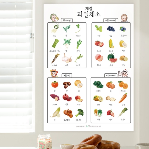 [우아띵] 과일 채소 벽보 사계절 제철 야채