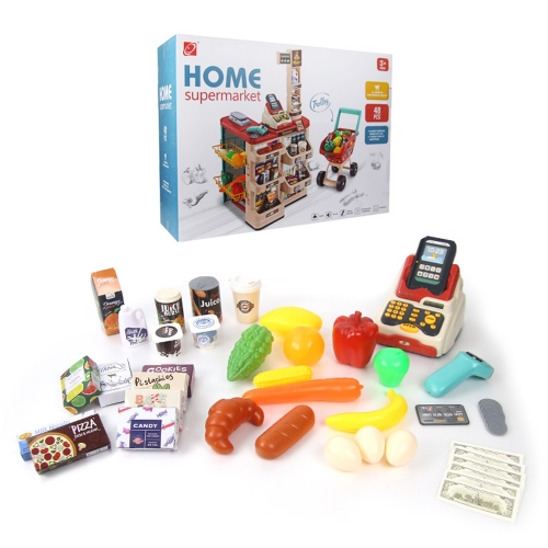 홈 슈퍼마켓 놀이 세트 쇼핑카트 포함 3세 4세 5세 6세 어린이 유아 역할놀이 장난감