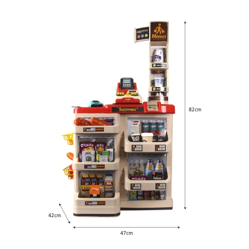 홈 슈퍼마켓 놀이 세트 쇼핑카트 포함 3세 4세 5세 6세 어린이 유아 역할놀이 장난감