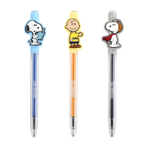 피너츠 회전식 실리콘 마스코트 볼펜 (3 option)