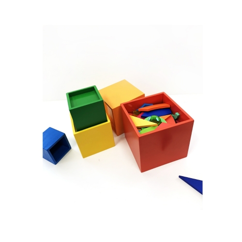 [아이스타] 발도르프교구 원목장난감 원목교구 레인보우 박스타워 6pcs