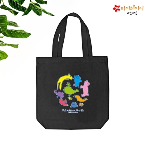 환경사랑 캠페인 국산 캐릭터 에코백 동화책가방 숄더백 에코 가방 블랙