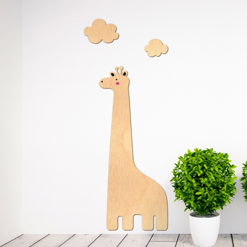 우드스티커 기린과구름 반제품