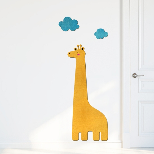 우드스티커 기린과구름 컬러완제품