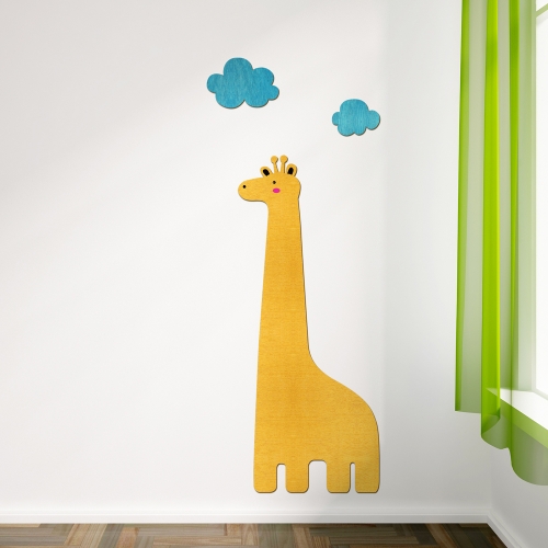 우드스티커 기린과구름 컬러완제품