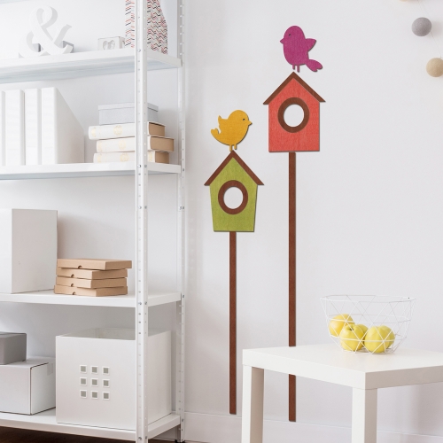 우드스티커 새장과새 컬러완제품