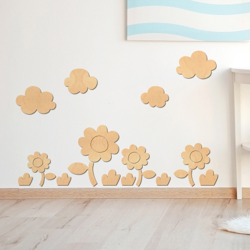 우드스티커 꽃과들 반제품