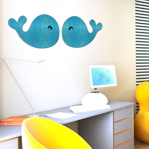 우드스티커 고래 컬러완제품