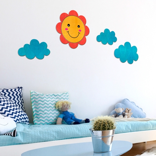 우드스티커 해와구름 컬러완제품