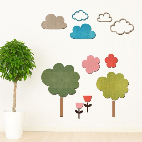 우드스티커 작은숲 컬러완제품