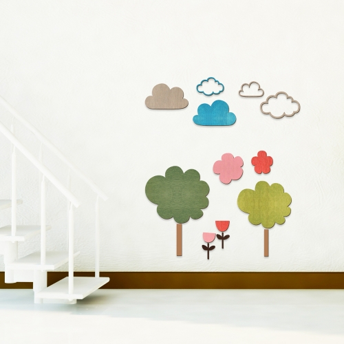 우드스티커 작은숲 컬러완제품