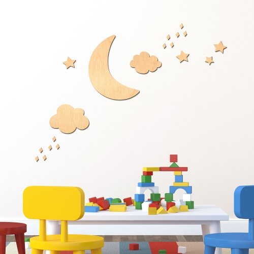 우드스티커 달과별 반제품