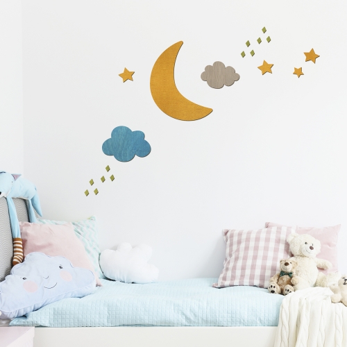 우드스티커 달과별 컬러완제품