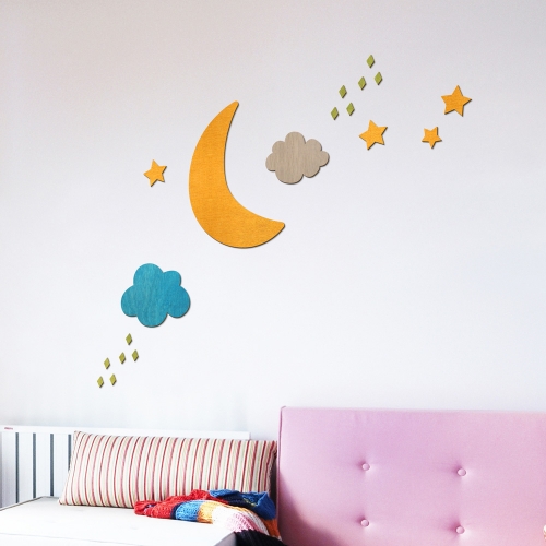 우드스티커 달과별 컬러완제품