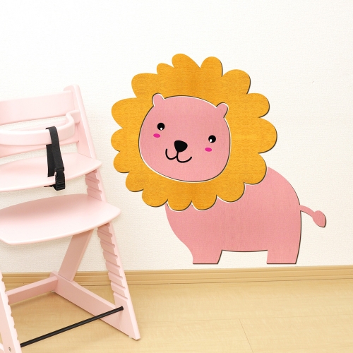 우드스티커 귀여운사자 컬러완제품