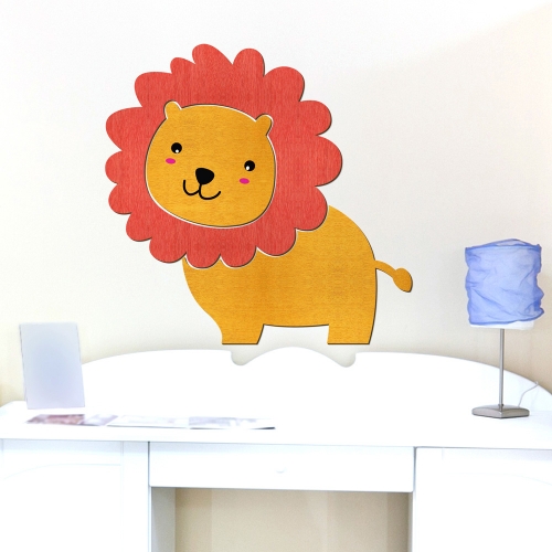 우드스티커 귀여운사자 컬러완제품