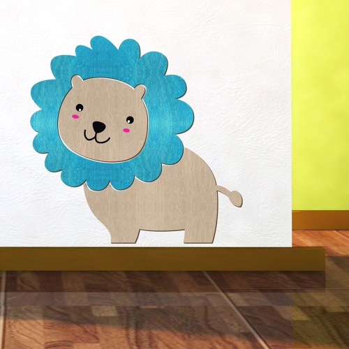 우드스티커 귀여운사자 컬러완제품