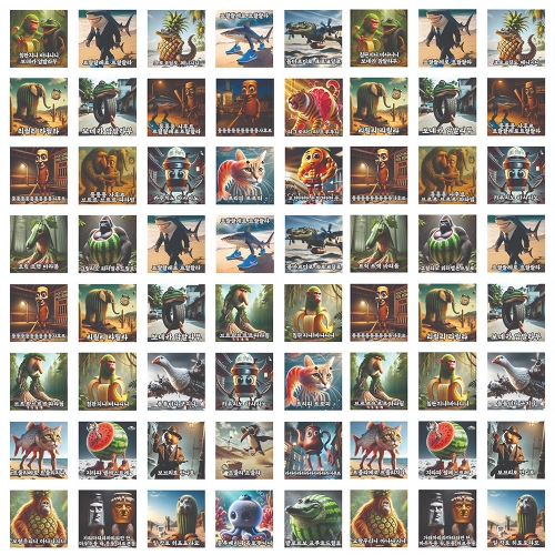 이탈리안 브레인롯 캐릭터 스티커 80매 프리쿠라 도무송 퉁퉁퉁사후르 트랄라레오