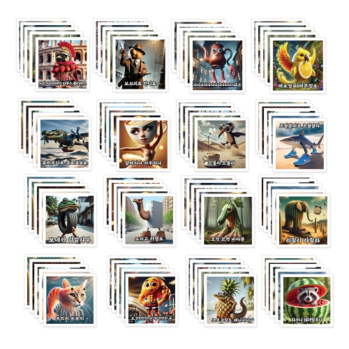 이탈리안 브레인롯 캐릭터 스티커 80매 프리쿠라 도무송 퉁퉁퉁사후르 트랄라레오