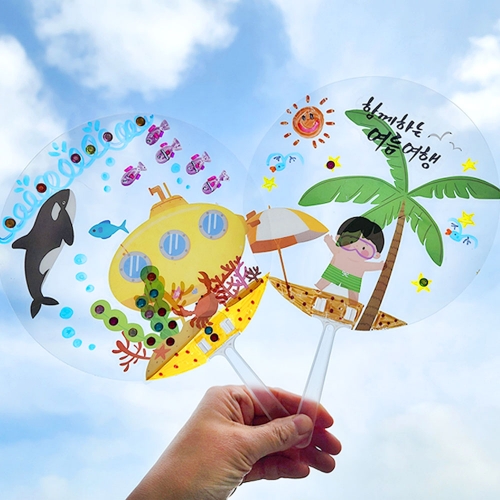 원형 투명 부채 (10개세트)