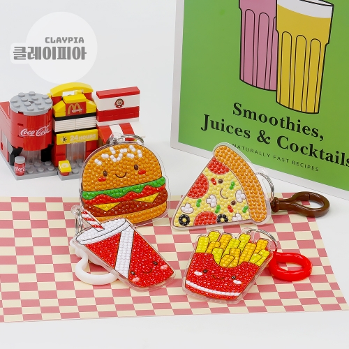 귀여운 패스트푸드 보석십자수 키링 햄버거 만들기