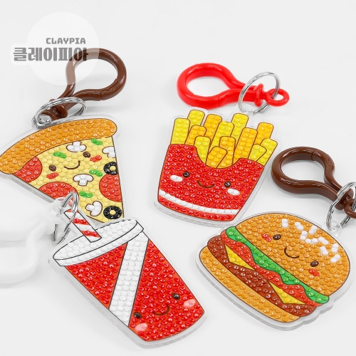 귀여운 패스트푸드 보석십자수 키링 햄버거 만들기