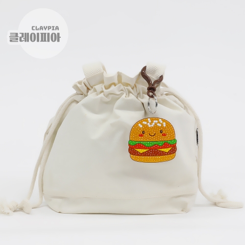 귀여운 패스트푸드 보석십자수 키링 햄버거 만들기