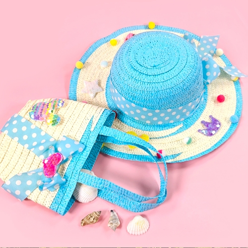 [만꾸] 썸머 밀짚모자 가방세트