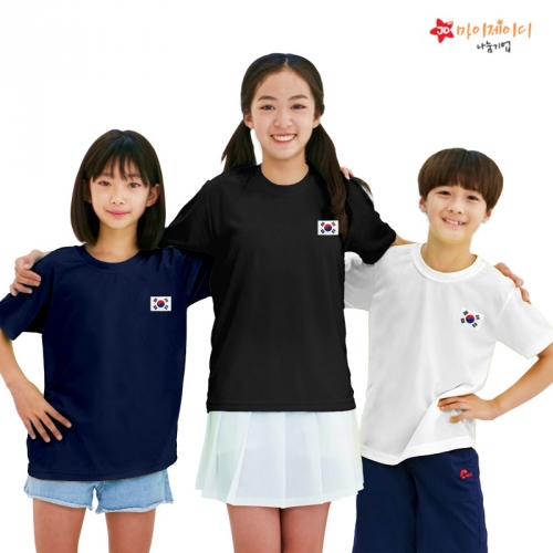 국산 시원한 쿨론 반팔 티셔츠 기능성 스포츠웨어 쿨티 _고급 와펜자수 대한민국 태극기