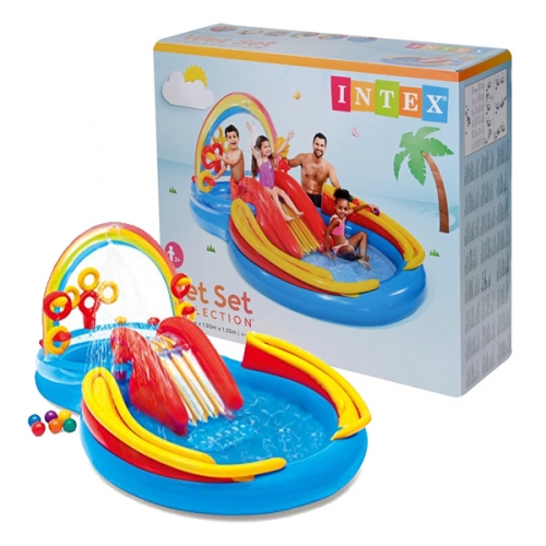 INTEX 인텍스 레인보우링 슬라이드 플레이센터 수영장 풀장 물놀이 여름 휴가 바다 해변 호캉스 워터파크 홈수영장