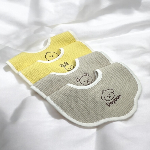 3중거즈 순면 아기 턱받이 자수 이니셜 침받이 이유식 돌 선물