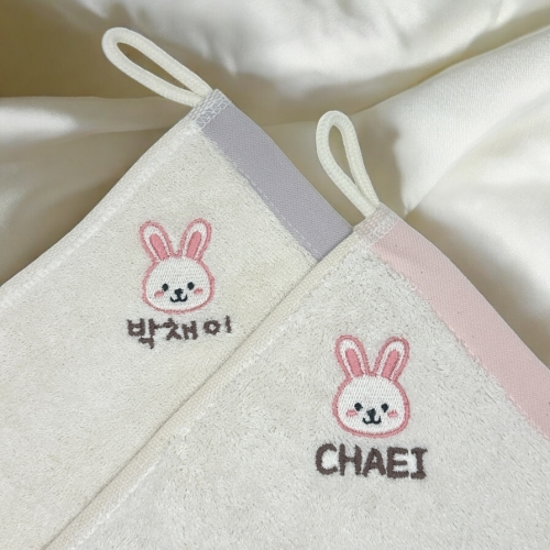 어린이집 유치원 수건 손수건 이름 자수 40수 토끼 곰 캐릭터