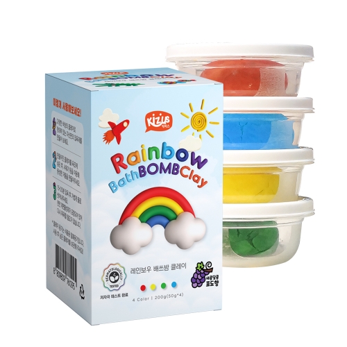 키저스 에코비 국산 레인보우 배쓰밤 클레이 버블클렌저 4색 아기 유아 거품 목욕 입욕제