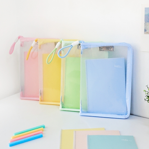 [오아트] A4 반투명 클립 지퍼 파일(4종 택1/수업도구/바인더)