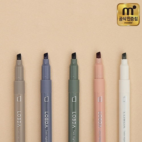 [모나미] 롭다 트윈 형광펜 세트 5본입