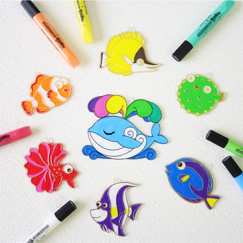 [아모스]글라스데코 팝아트 썬데코 고래와 친구들