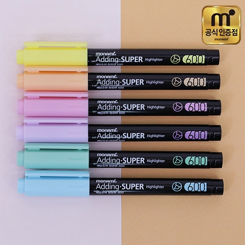 [모나미] 에딩슈퍼 형광펜 600 파스텔 컬러 (6색 택1)