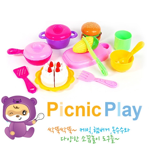 미즈 피크닉 소꿉놀이 싹뚝싹뚝 과일 음식 모형 주방도구 역할놀이 장난감
