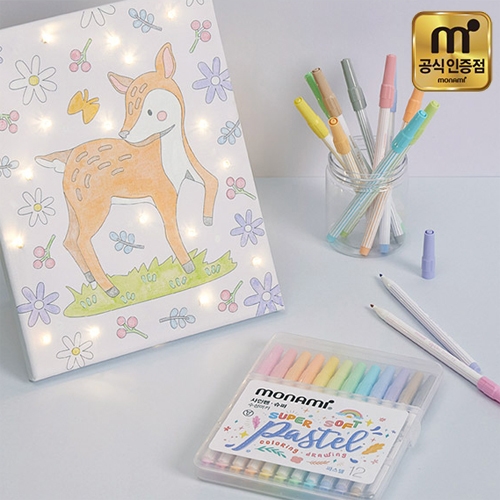 [모나미] 사인펜 슈퍼 파스텔 컬러 12색