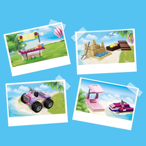 클래식 핑크 1000PCS 호환블럭 기본형+여아 미니어처+블럭판 리필 블록 놀이 장난감